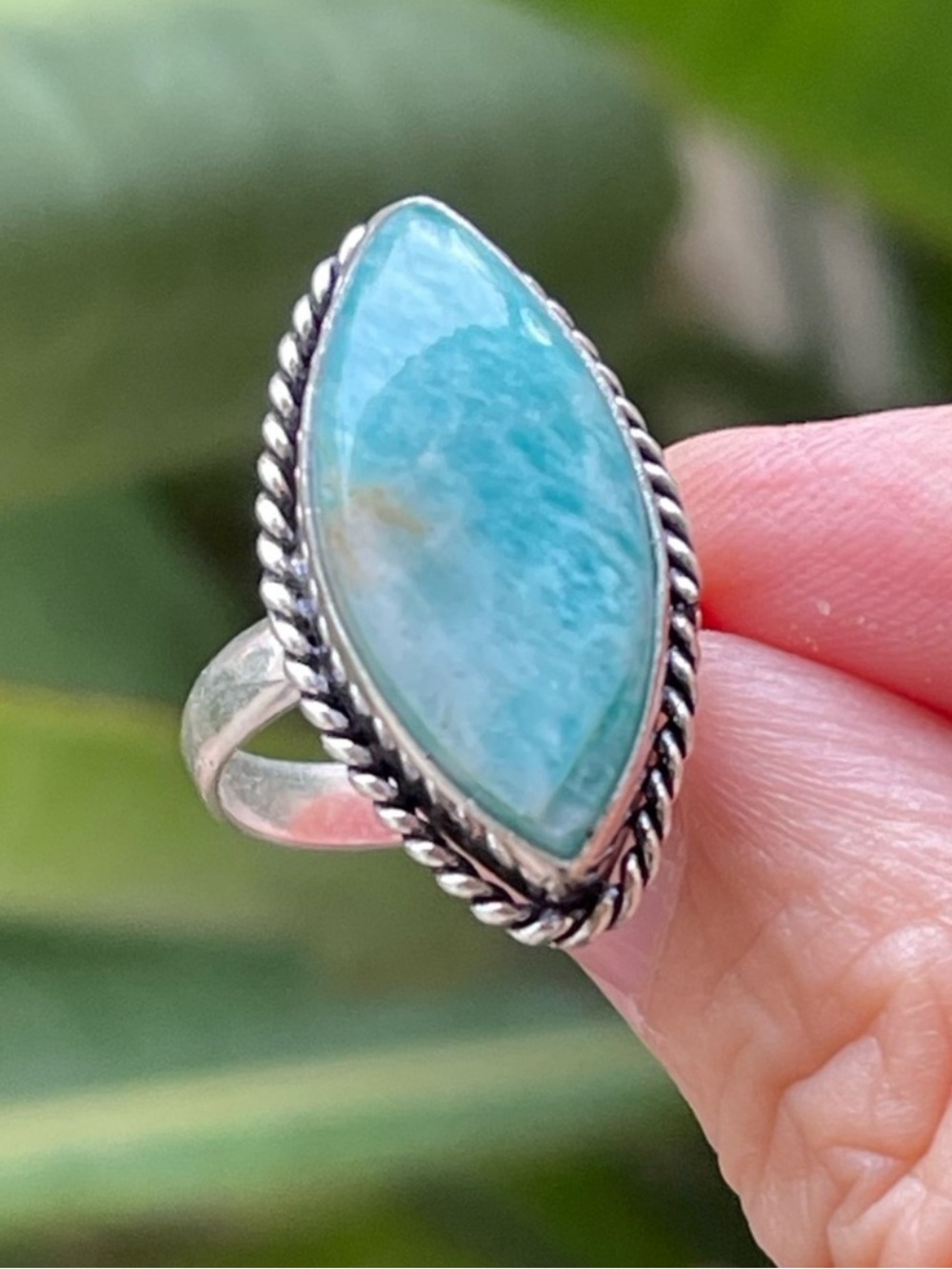 Natural Amazonite Solid Sterling Silver Ring